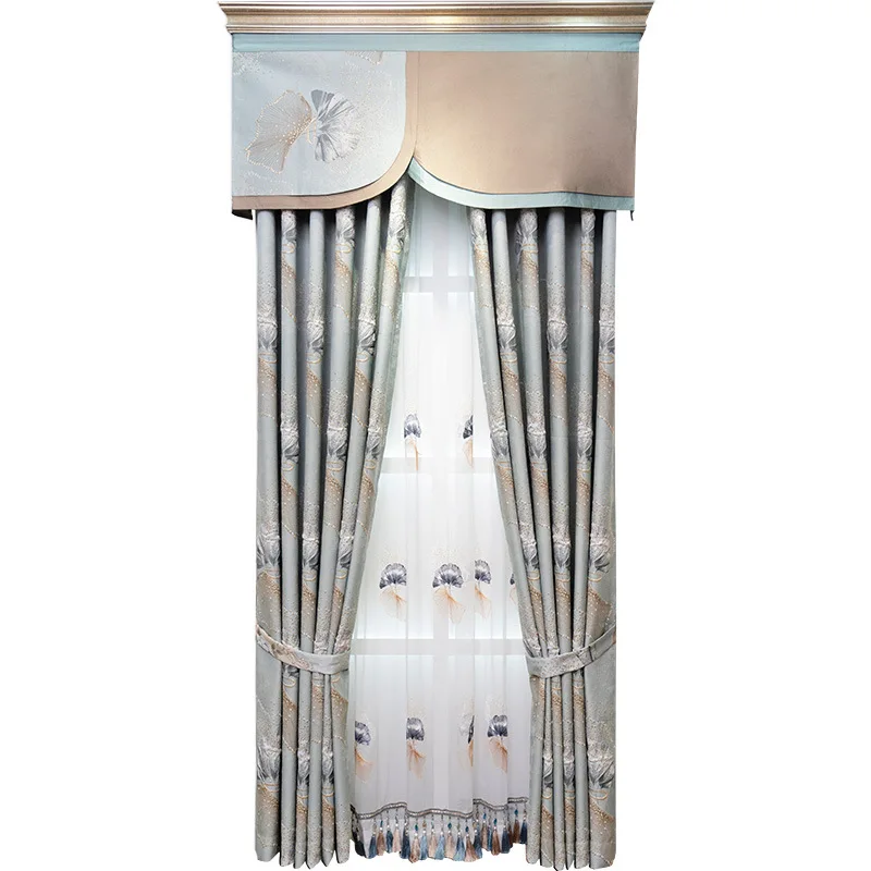 

High-end Living Room Bedroom European-style High-precision Jacquard Curtain Embossed Embroidered Curtain Vertical Curtain
