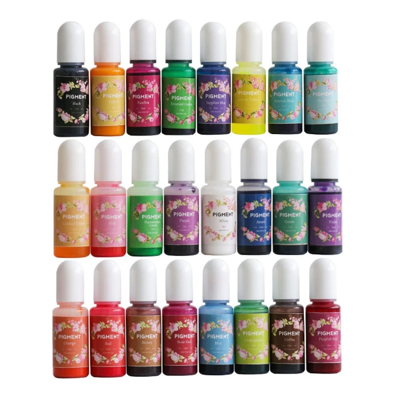 

24 Bottles Alcohol-Based Inks & 24 Translucent Crystals Epoxy Resin Pigment Kit