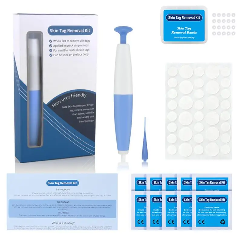 

Skin Label Remover Kit Mole Wart Remover with 20 Rubber Rings Acne Patch and Clean Cotton Skin Beauty Care Tool for Face Body
