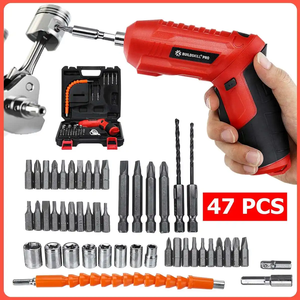 47pcs 10/47pcs USB электрическая отвертка Мини электрическая дрель отвертка Перезаряжаемые Li-Ion Батарея Аккумуляторный шуруповёрт - Цвет: 47pcs