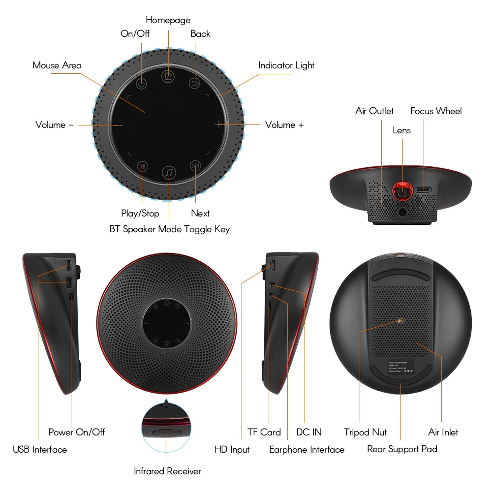 Портативный DLP Android WIFI видеопроектор 3D Мини проектор для домашнего кинотеатра