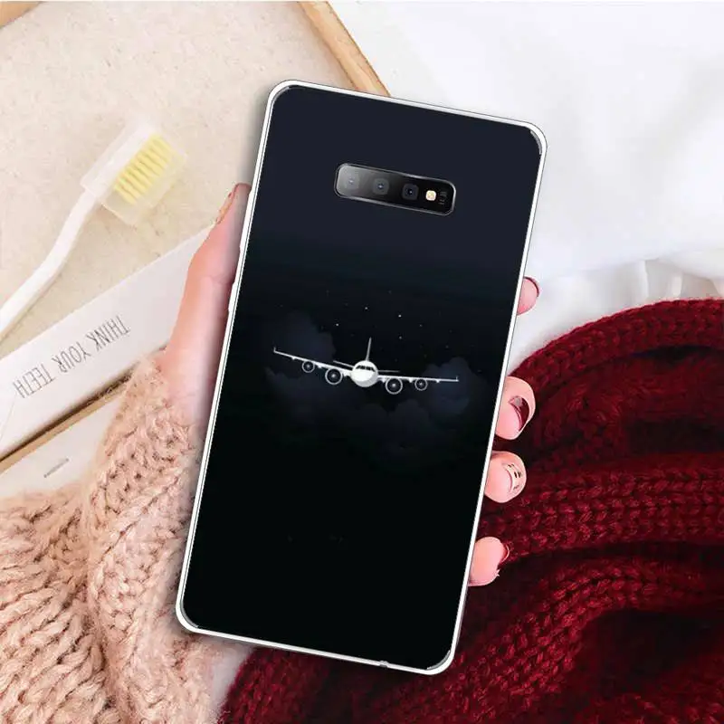 

Travel World Map aircraft pattern Phone Case Transparent For Samsung Galaxy A 71 21s S note 8 9 10 plus 20 ultra