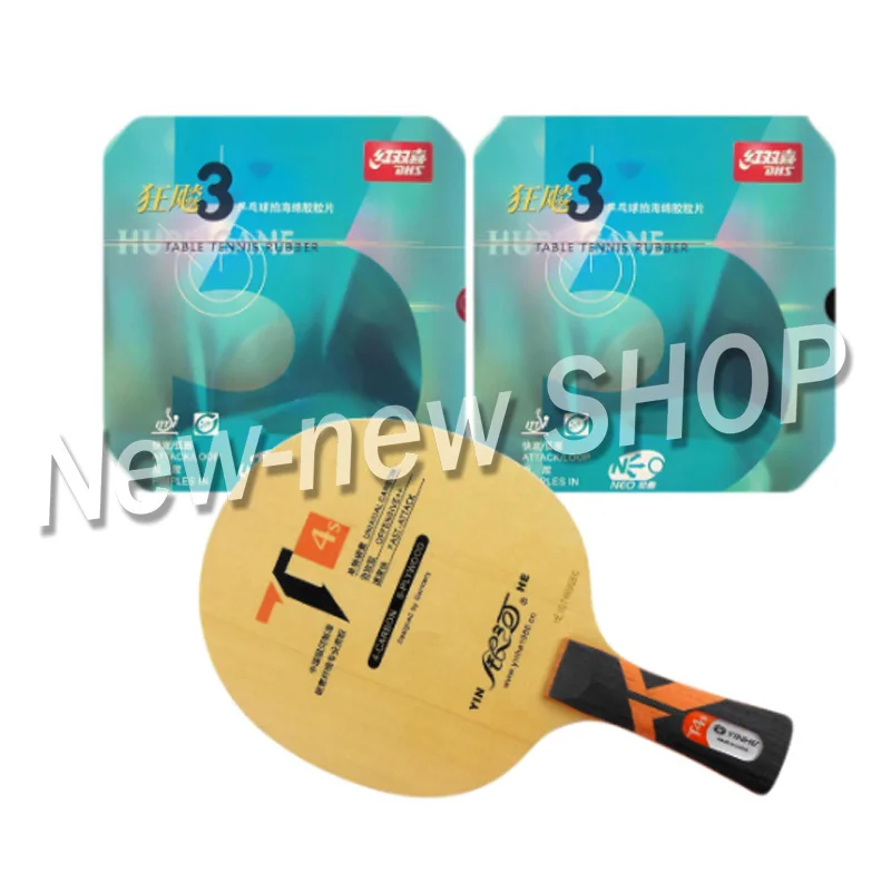 

Galaxy YINHE T4s with 2x DHS NEO Hurricane 3 Rubbers for a Racket Shakehand long handle FL
