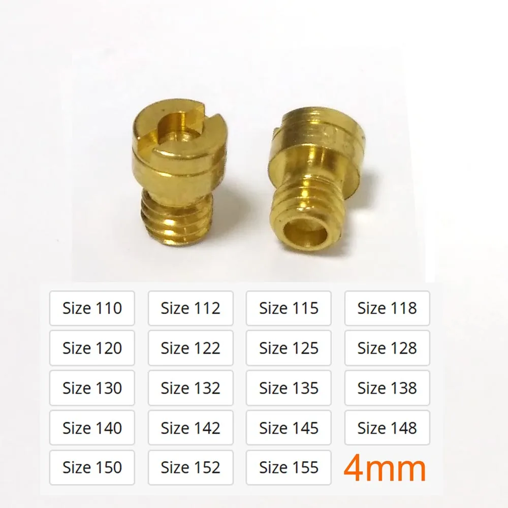 

Motorcycle Carburetor 4mm Thread M4 Round Main Jet Size 110-155 For Kenhin CarbMikuni Minimoto Gy6 139qmb 50cc Injector Nozzle