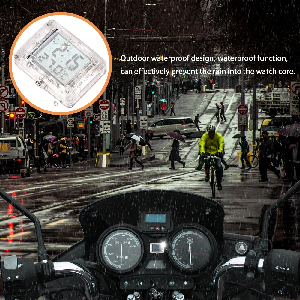 Часы для мотоцикла Водонепроницаемые Универсальные прозрачные светящиеся часы