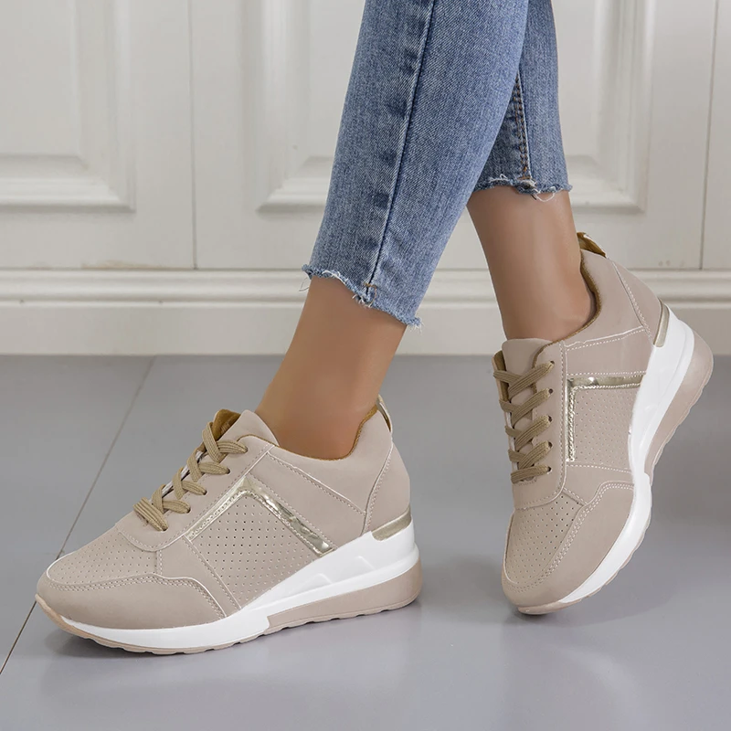 

New Women Sneakers 2021 Women Casual Platform Vulcanize Shoes Height Increasing Wedge Shoes Air Cushion Comfortable Sneakers
