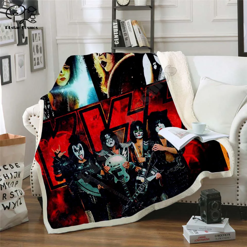 

Classic KISS Sherpa 3D printed Sherpa Blanket on Bed Home Textiles Dreamlike HOME ACCESSORIES 02
