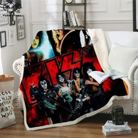 classic kiss sherpa 3d printed sherpa blanket on bed home textiles dreamlike home accessories 02
