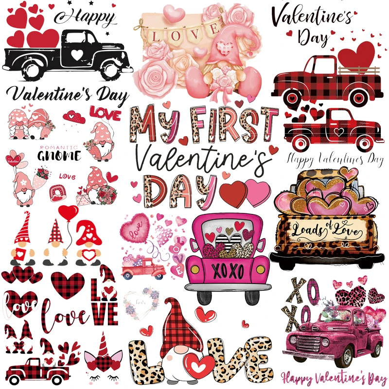 

Cartoon Heat Transfer St. Valentine's Day Iron-on Transfers For Clothes Cute Patches For Clothing DIY Clothing Stickers Couples
