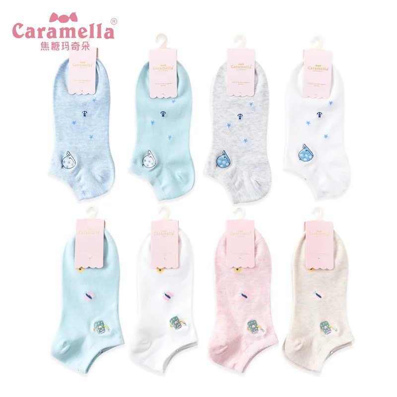 2019 caramella 4 пар новые носки для малышей на весну лето с нашивками в виде животных