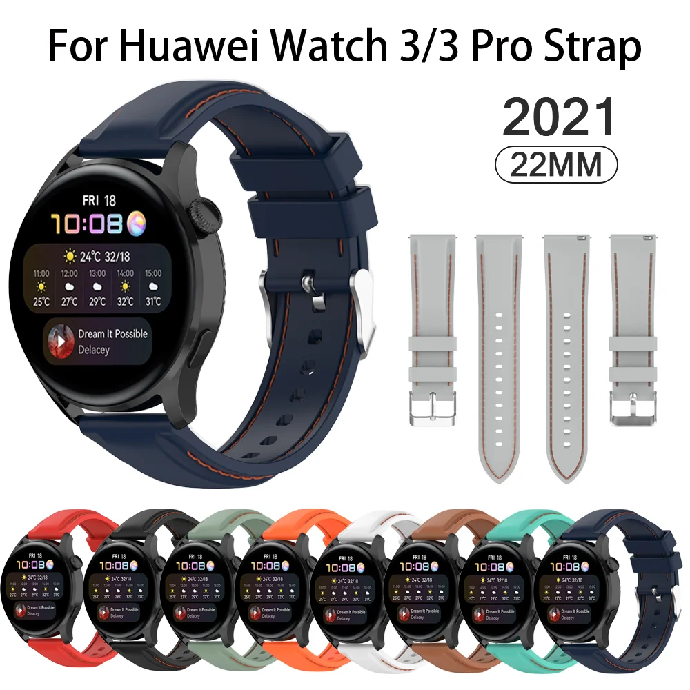 

22mm Watch Band For Huawei Watch 3 Strap Quick release Silicone Watchbands Sport Bracelet Wristband for Huawei Watch3 Correa