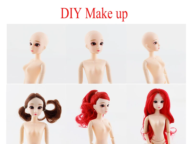 1/6 BJD куклы аксессуары голова Макияж DIY кукла с 20 подвижных шарнирных тела женская обнаженная Модная Кукла для девочек