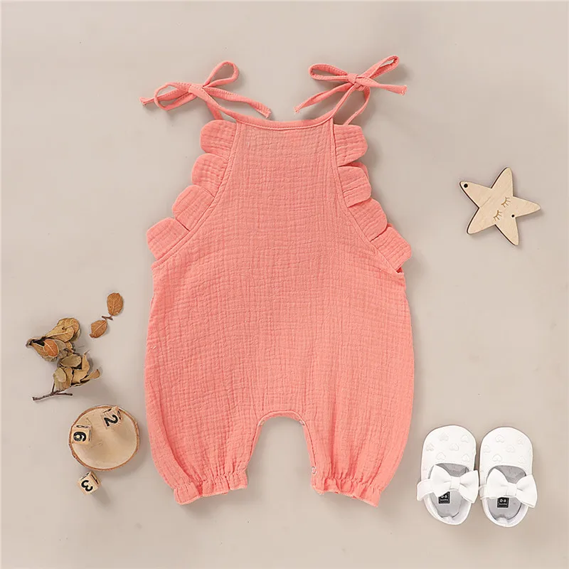 

Newborn Infant Baby Girl Clothes Solid Romper Jumpsuit Sleeveless Summer Outfit Clothing 0-18M