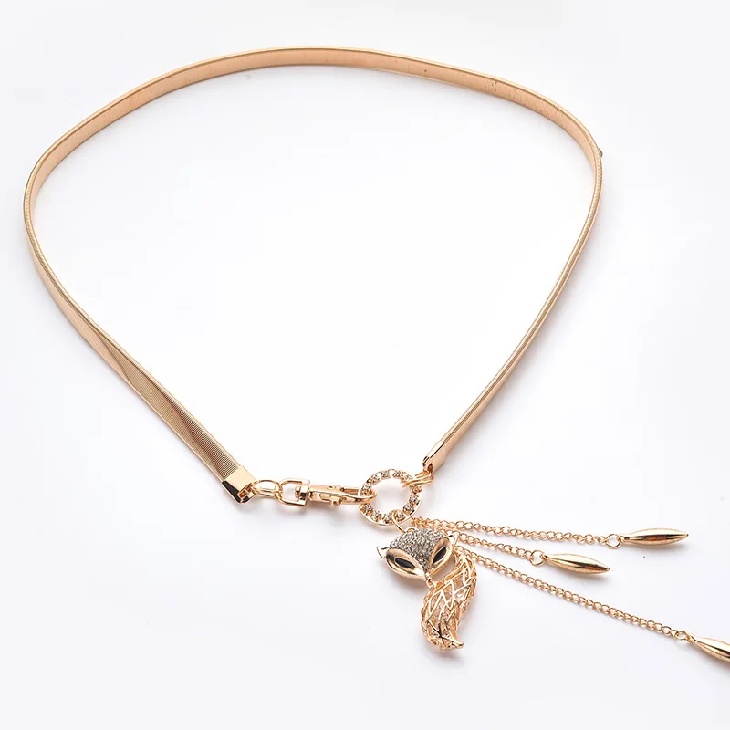 Женский эластичный пояс цепочка с лисой на талии модный универсальный