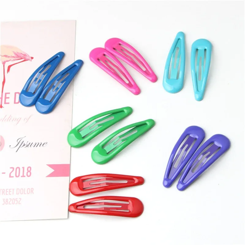 

20pcs/lot Cute Colorful Enamel Candy Color Snap Hair Clips No Slip Hairpin Barrettes for Girls' Kids