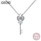 Geoki прошел испытание бриллиантом 0,3 CT Принцесса Корона Moissanite кулон ожерелье из стерлингового серебра 925 пробы ожерелья для женщин Роскошные ювелирные изделия