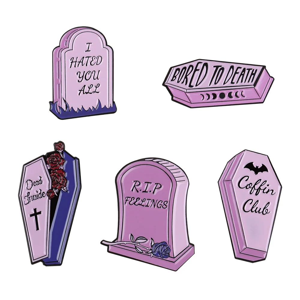

Party Women Love Fashion Tombstone Pin Creative Pin Memorial Brooch Horror Accessories