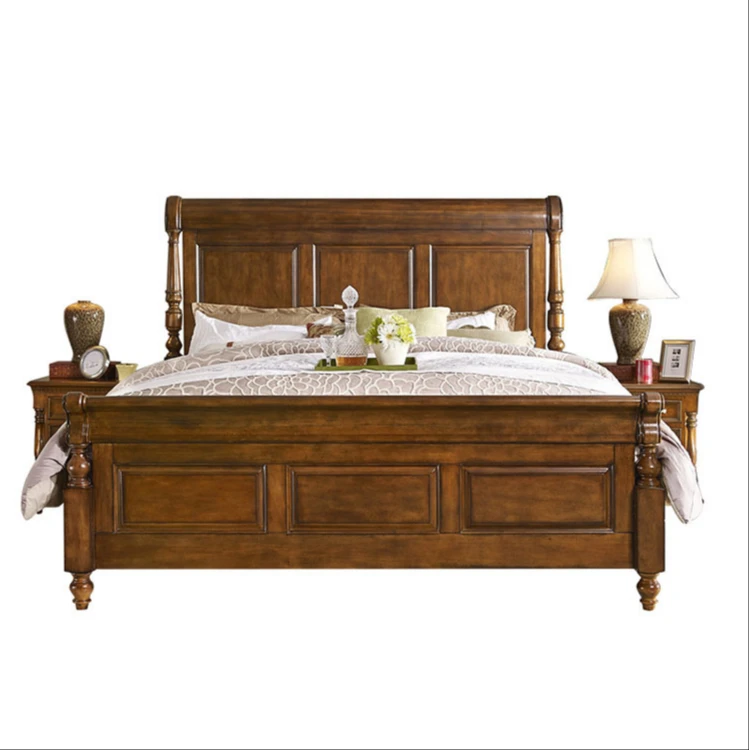 

Большая двуспальная кровать из массива дерева, 1,8 м, в европейском стиле