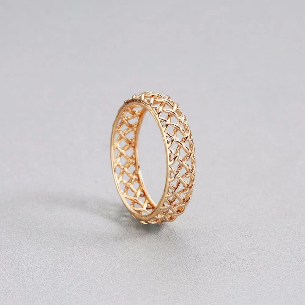 QIMING Fashion Golden Simple Rings For Women Hollow Out Vintage Gold Jewelry Geometry Shape Bague Cheap Female Ring Gift | Украшения и