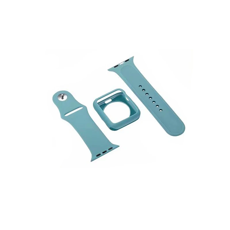 Official green Защитный чехол и ремешок для apple watch 4, 5, 44 мм, 40 мм, мягкий силиконовый браслет 2 в 1, подходит для iwatch series 3, 2, 1, 42 мм, 38 мм - Цвет: Official green