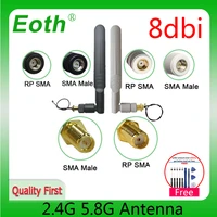 eoth 2 4g wifi antenna router antena 2 4ghz 5 8ghz iot 8dbi antene rp sma sma male dual band 2 4g 5 8g ipex 1 21cm pigtal