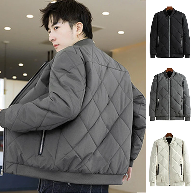 

Простое теплое пальто, зимняя куртка-бомбер, модная утепленная одежда на молнии с длинным рукавом, удобное популярное пальто с воротником-с...