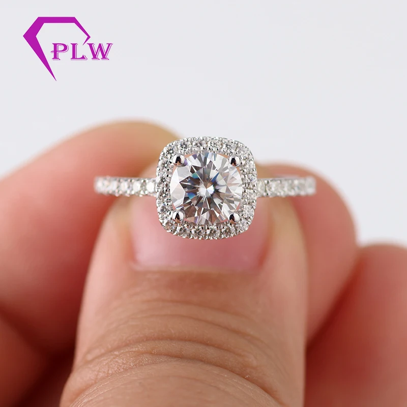 Обручальное кольцо с муассанитом и бриллиантом подушкой вечная бриллиант 2019 см 1