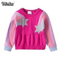 vikita girls sweater for autumn winter children round neck pullover sweaters star unicorn print knitted bottoming kids clothes