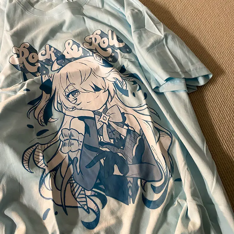 

women's t-shirt Loose short-sleeved T-shirt female Japanese two-dimensional anime top Oversized t-shirt Kawaii Female clothing