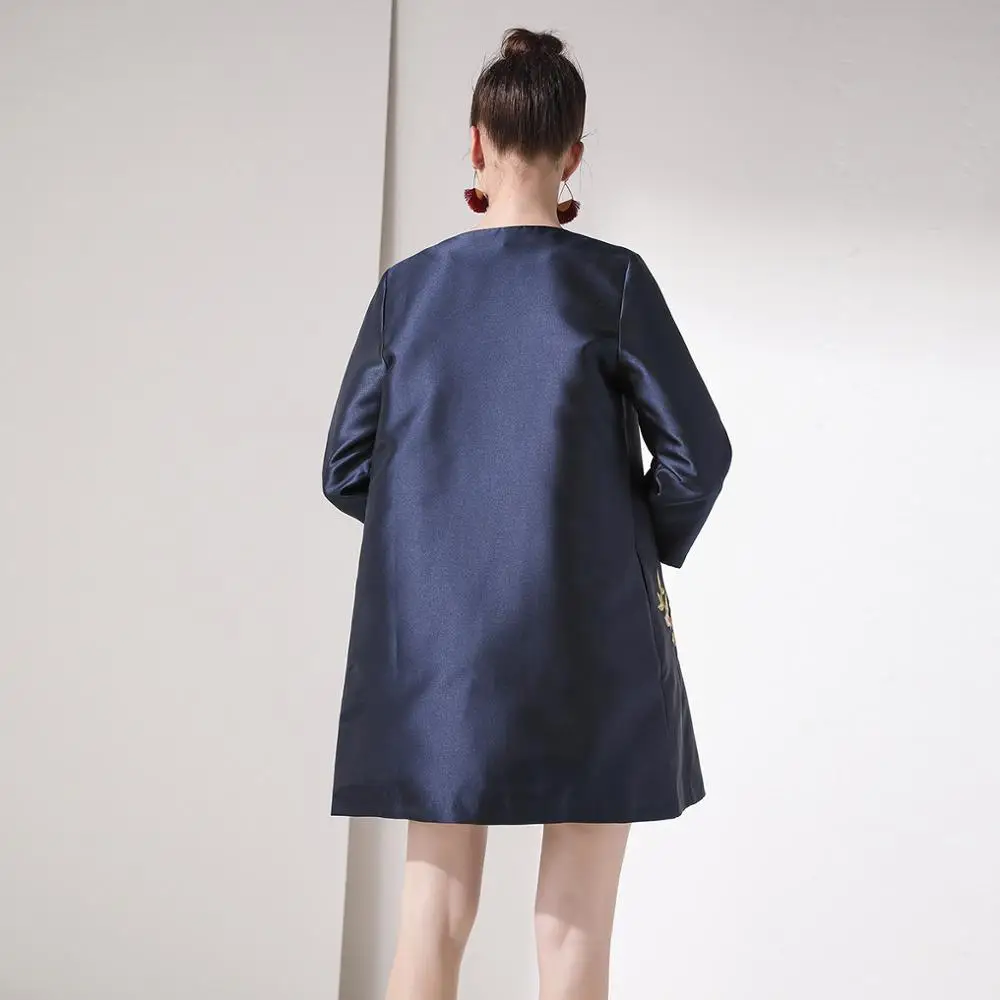 

new High Quality 2021 Chinese style Embroidery coats spring Loose coat Retro Solid women's Clothing Vintage Winter flower Jacket
