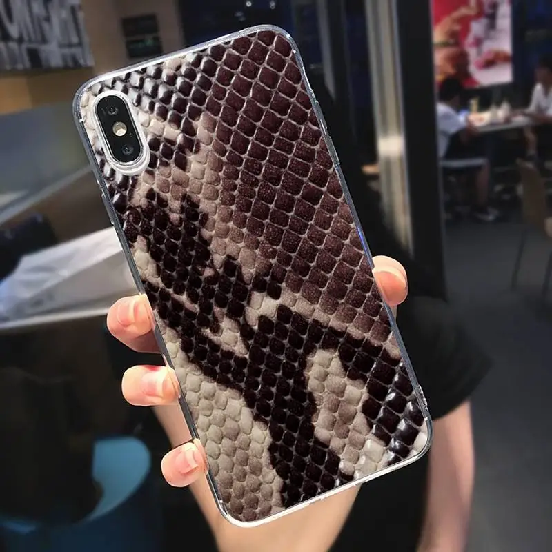 

Snake skin pattern Phone Case Transparent soft For iphone 5 5s 5c se 6 6s 7 8 11 12 plus mini x xs xr pro max