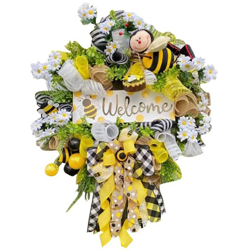 

Daisy Rose Flower Wreath Handmade Artificial Floral Garland for front Door Wall