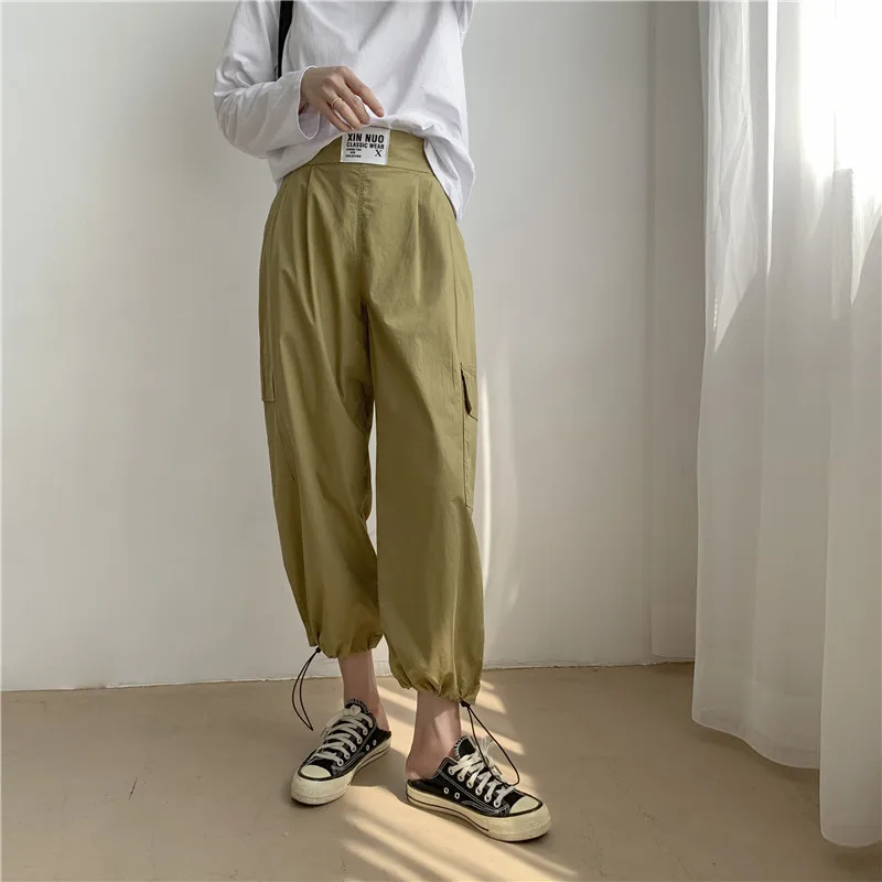 

Женские комбинезоны с высокой талией на завязках; Сезон весна-осень; Новые однотонные Свободные повседневные модные брюки