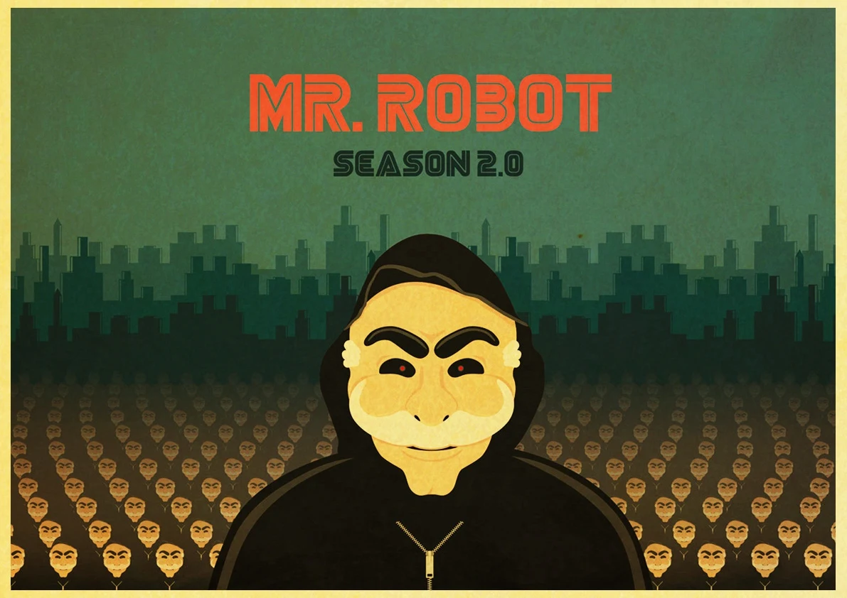 E100 Ретроамериканский душевный триллер плакат с актерами сериала-Mr. Робот-наклейка для фильма стена крафт-бумага кино Декор/любовник коллекция - Цвет: E100