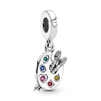 925 sterling silver artists palette dangle charm beads pendant fit for pandora bracelet original silver 925 jewelry making