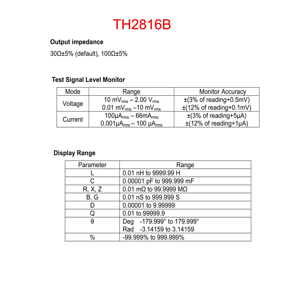 Tonghui TH2816B цифровой прецизионный высокочастотный Электрический мост