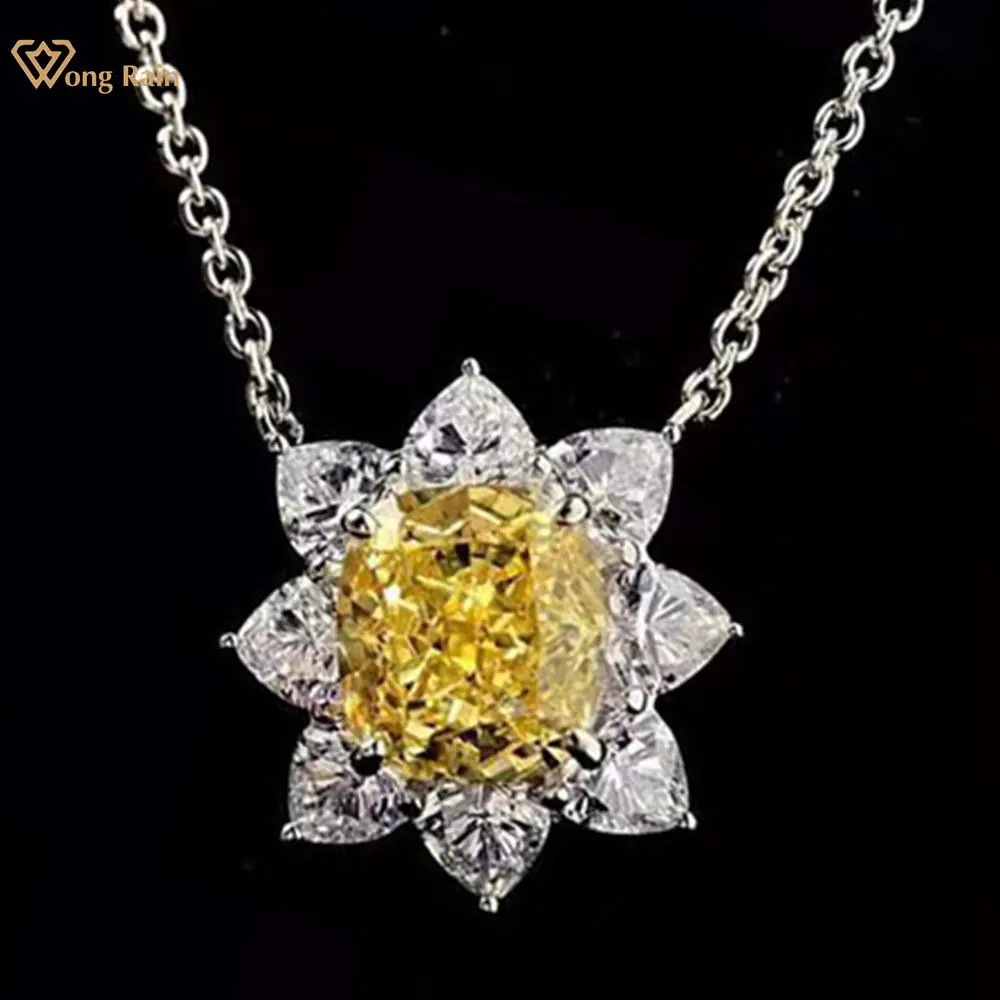 

Цепочка женская с кулоном из серебра 100% пробы, с муассанитом и Цитрином