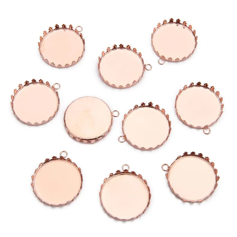 

10PCS Cabochon Base 25mm 5 Colors Blanks Bronze Pattern Fit 25mm Glass Cabochon Base Setting DIY Jewelry Making Findings