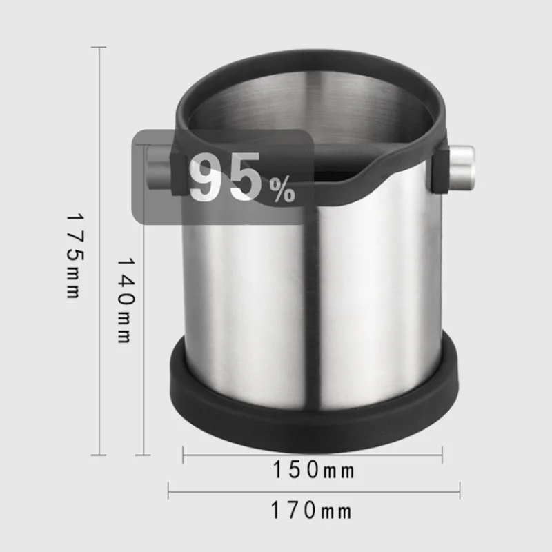1800 мл Нержавеющая сталь Кофе Knock Box эспрессо контейнер Нескользящие Измельчить