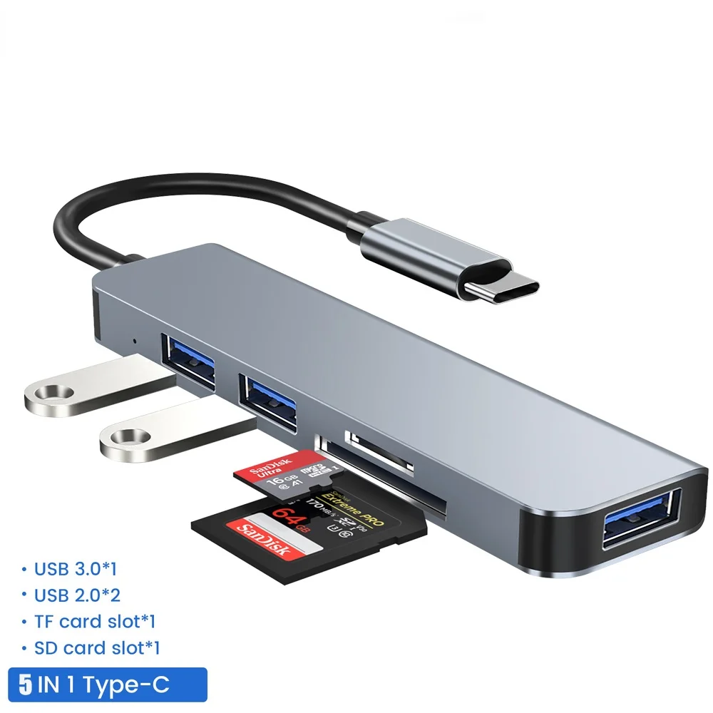 

USB-хаб 5 в 1, с 3 USB-портами