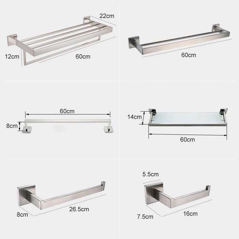 Набор аксессуаров для ванной комнаты из нержавеющей стали SUS 304 зеркальный