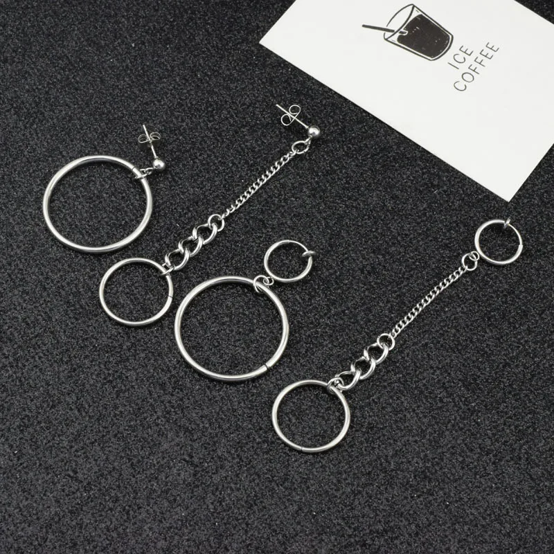 Серьги-кольца асимметричные из нержавеющей стали | Украшения и аксессуары