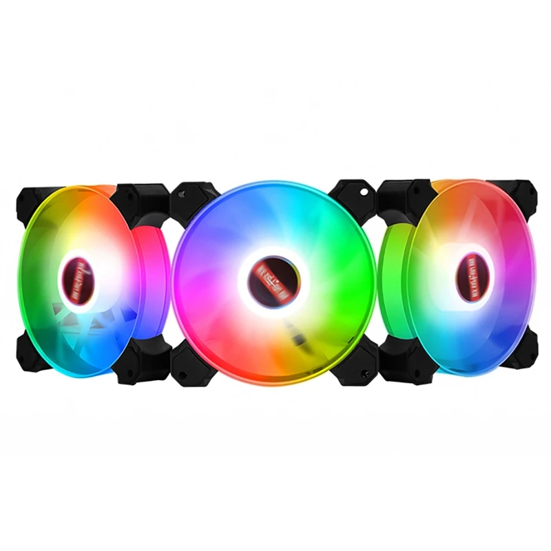 3 шт. RGB компьютерный чехол вентилятор 12 см тихий свет излучающий 3PIN + 4PIN