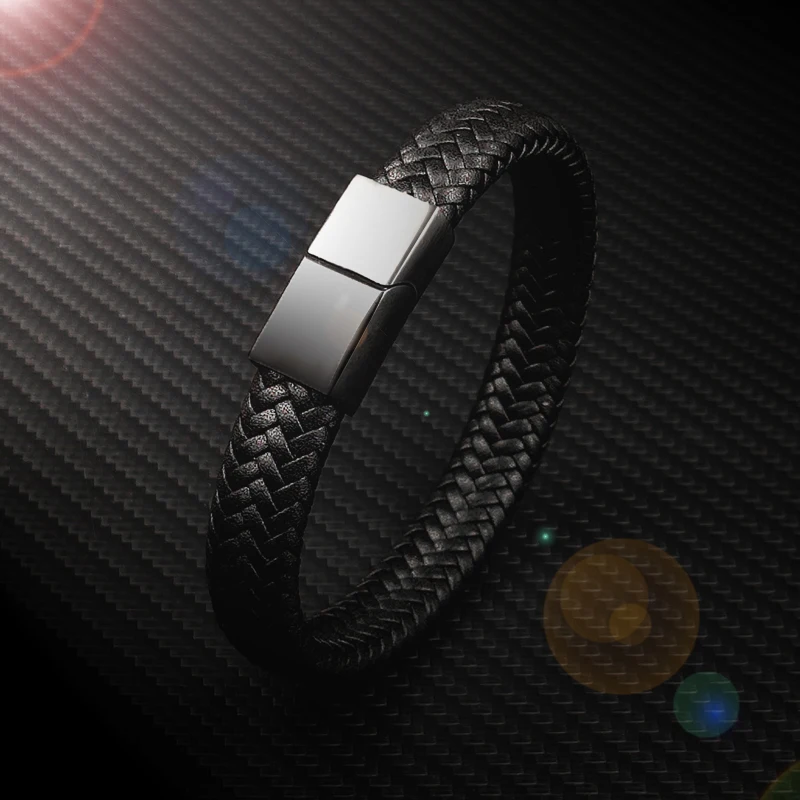 Мужские браслеты в стиле панк черные/коричневые с 16 прядями плетеные кожаные из