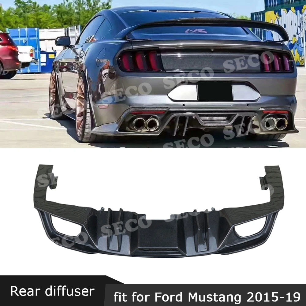 Для Ford Mustang рассеиватель задней губы плавники акулы Стиль опорная плита Защита бампера автомобиля четыре розетки стайлинга автомобилей