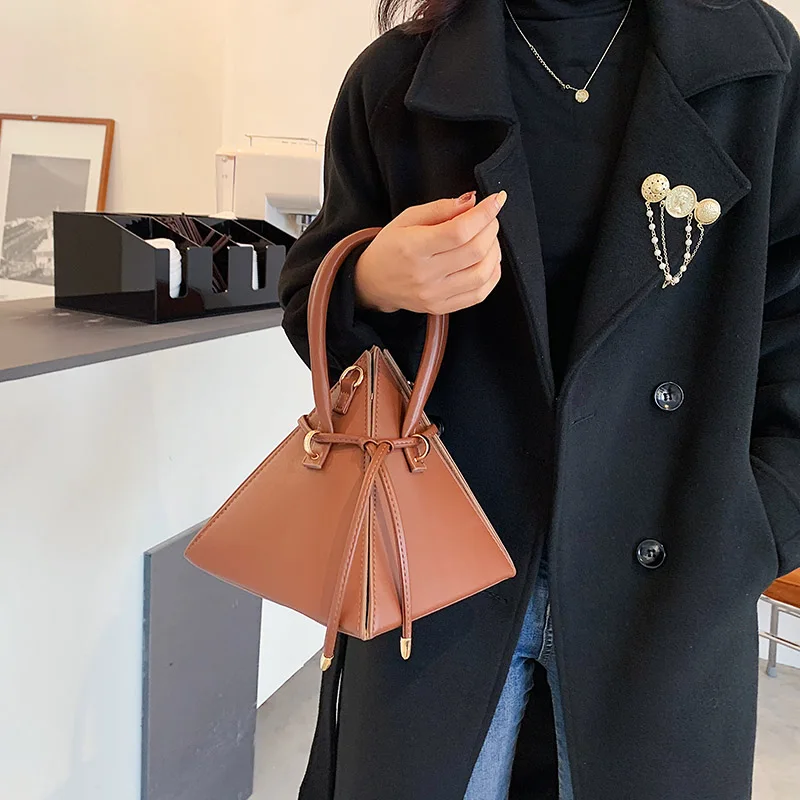 Треугольная модная мини-сумка через плечо из искусственной кожи для женщин