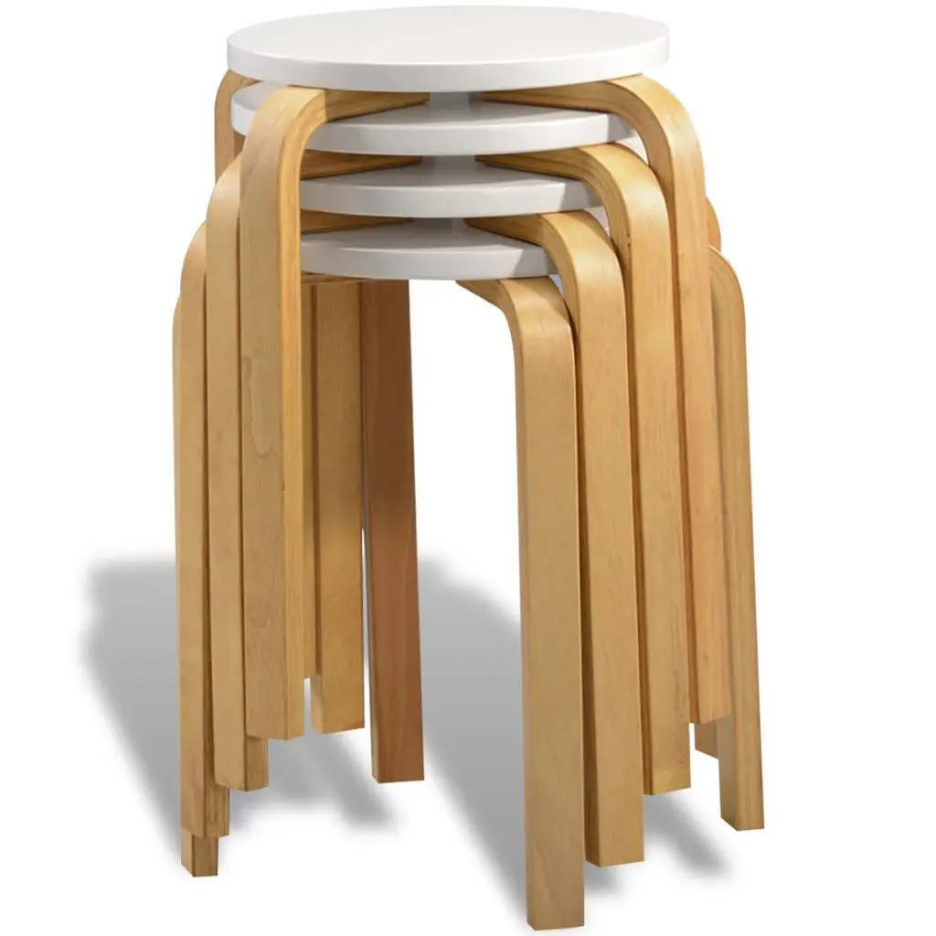 vidaXL Bar Stools 4 pcs White Bent Wood |