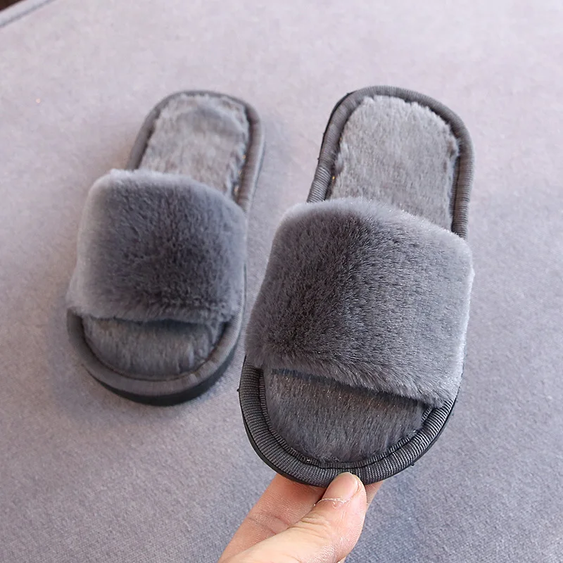 2019 Новые однотонные мягкие бархатные Тапочки кораллового цвета для детей зимняя