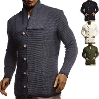 2021 autumn and winter fashion new sweater mens european and american solid color long sleeve knitted cardigan coat