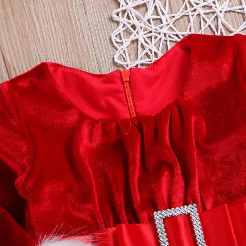 Gril Christmas Dress Kid Newborn Baby Girls Red Princess Velvet Plush Party Xmas For New Year Dresses | Детская одежда и обувь